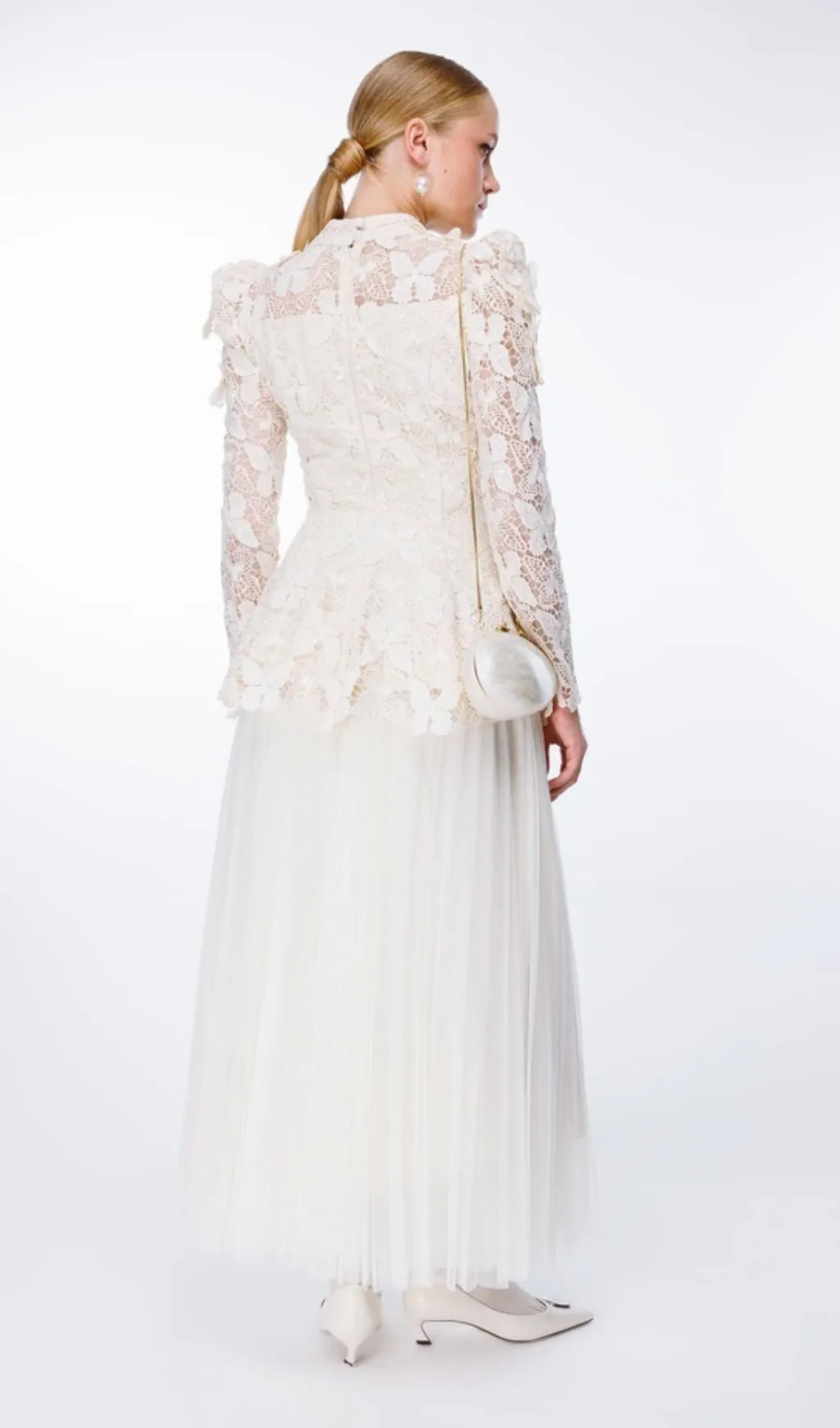 flower embroidery mesh skirt set