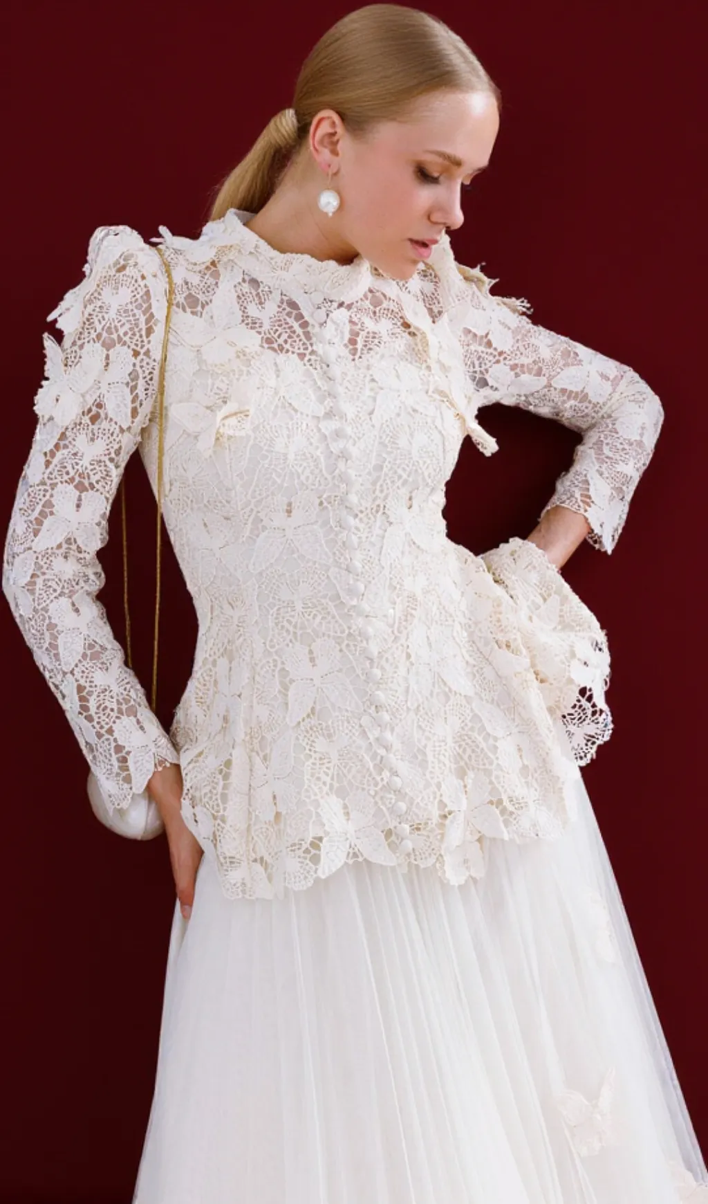 flower embroidery mesh skirt set