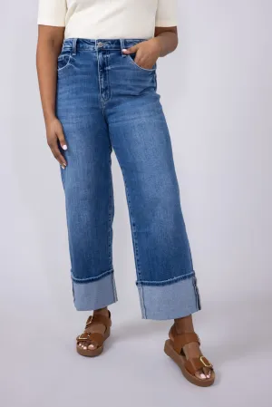 Flying Monkey High-Rise 90’s Vintage Cuffed Flare Jeans for Women | F5827