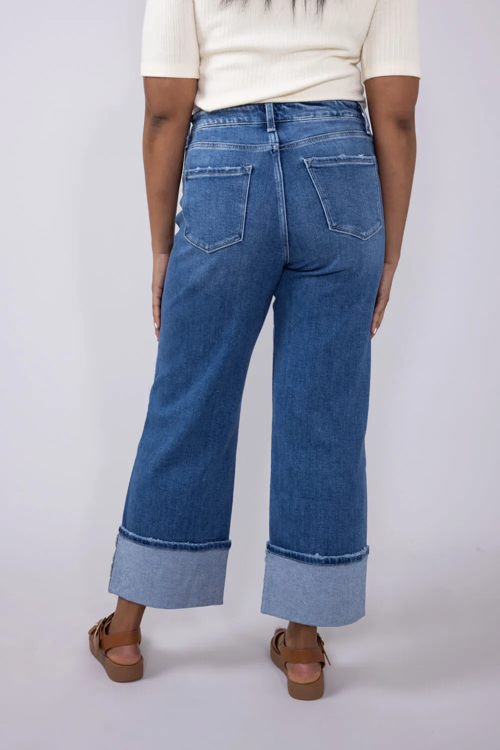 Flying Monkey High-Rise 90’s Vintage Cuffed Flare Jeans for Women | F5827