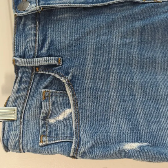 FRAME High Rise Le Sylvie Slender Straight Jeans Mirada Rips Size 30