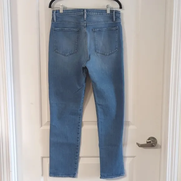 FRAME High Rise Le Sylvie Slender Straight Jeans Mirada Rips Size 30