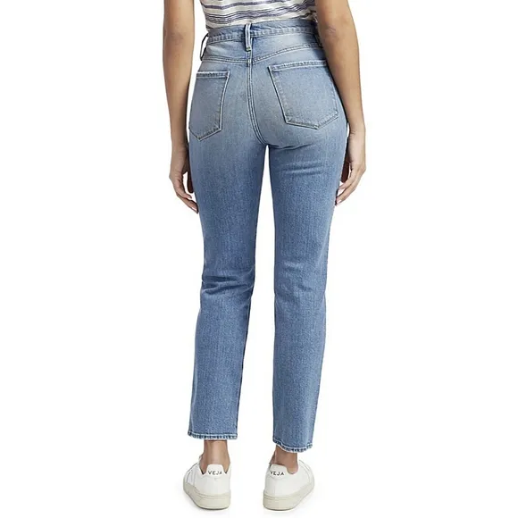 FRAME High Rise Le Sylvie Slender Straight Jeans Mirada Rips Size 30