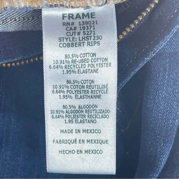 FRAME Size 30 Denim Le High Rise Straight Leg Roswell Chew Distress Ankle Jeans