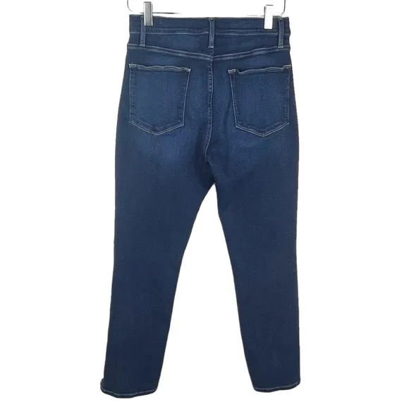 FRAME Size 30 Denim Le High Rise Straight Leg Roswell Chew Distress Ankle Jeans