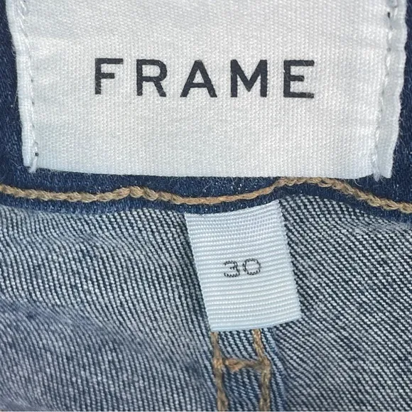 FRAME Size 30 Denim Le High Rise Straight Leg Roswell Chew Distress Ankle Jeans
