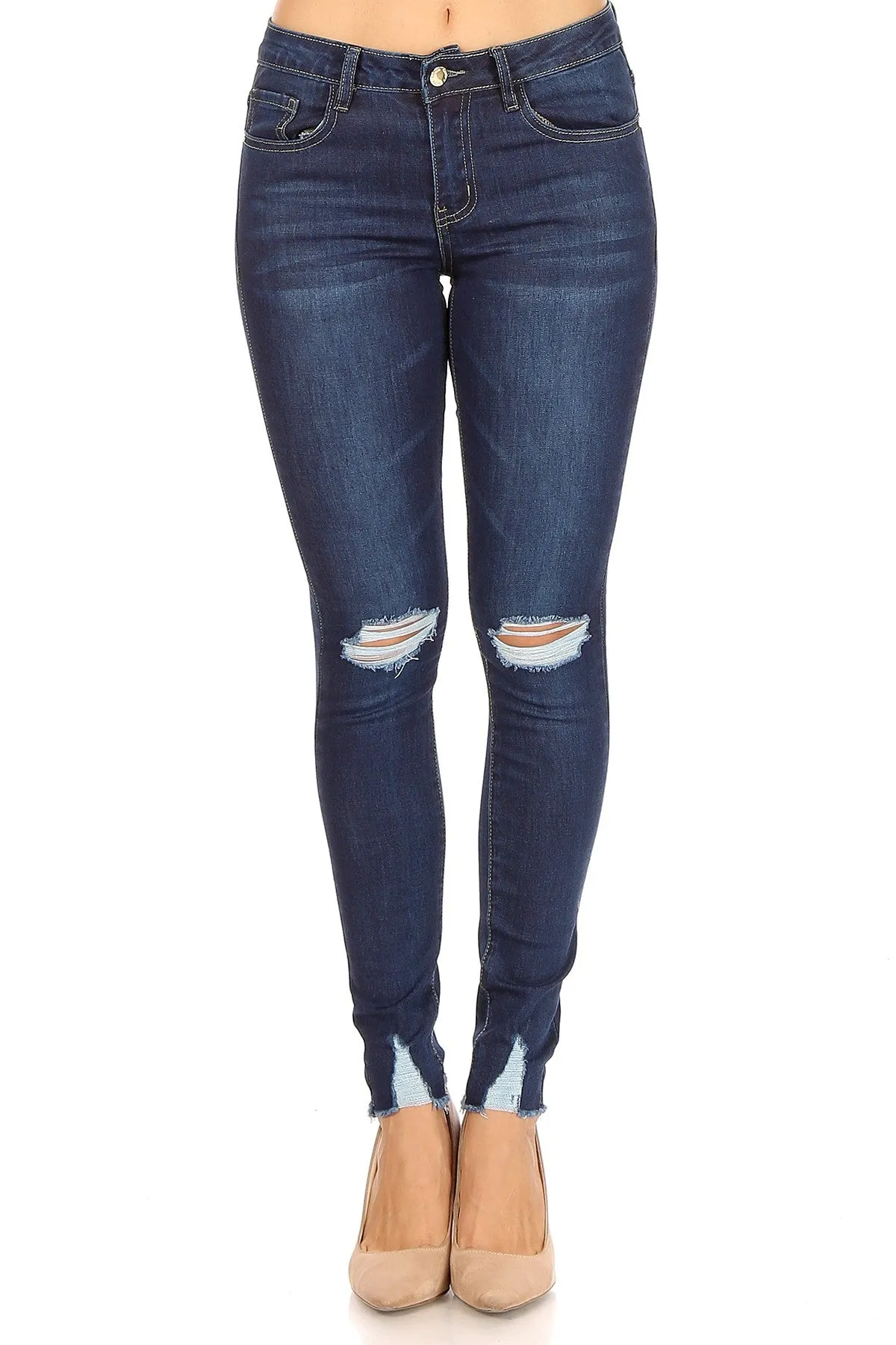 Frayed Ankle Denim Jeans