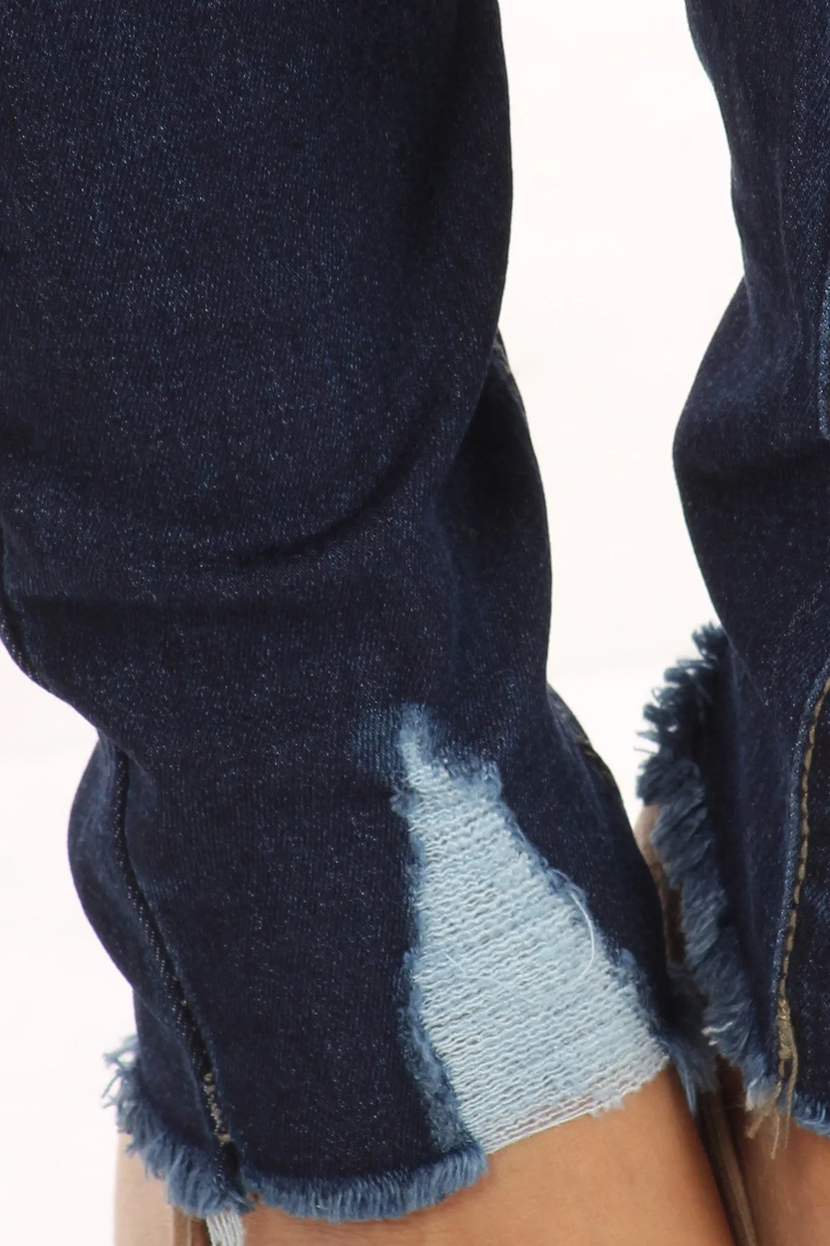 Frayed Ankle Denim Jeans