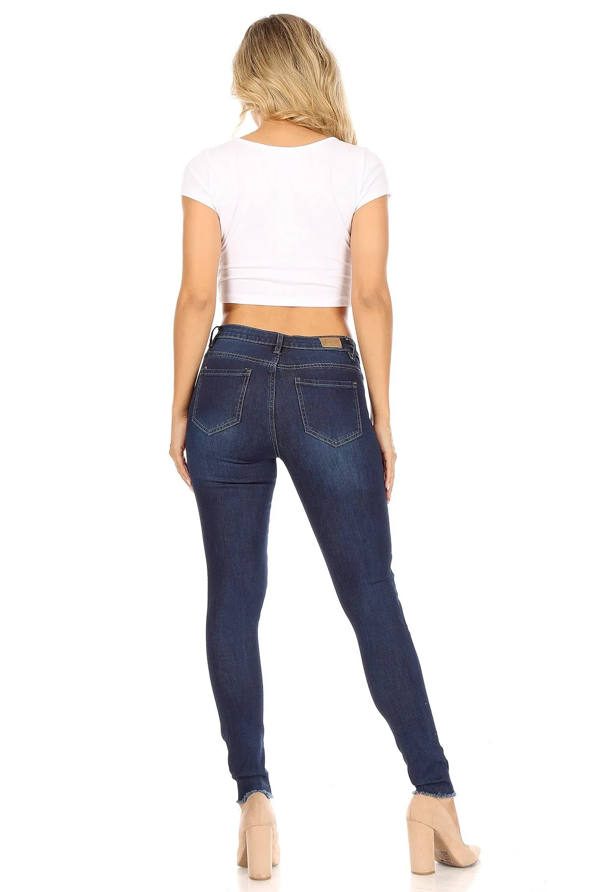 Frayed Ankle Denim Jeans
