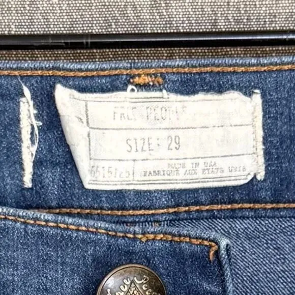 Free People Med Blue  Stretch Denim Low Rise 70s Extreme Flare Leg Jeans Size 29