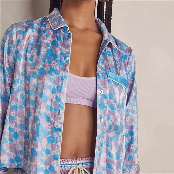 Free People pillow talk lavender combo satin pj set size XL