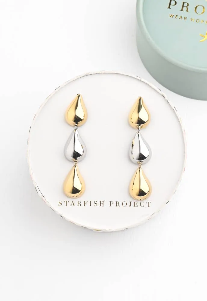 Fresh Beginnings Mixed Metal Tear Drop Earrings