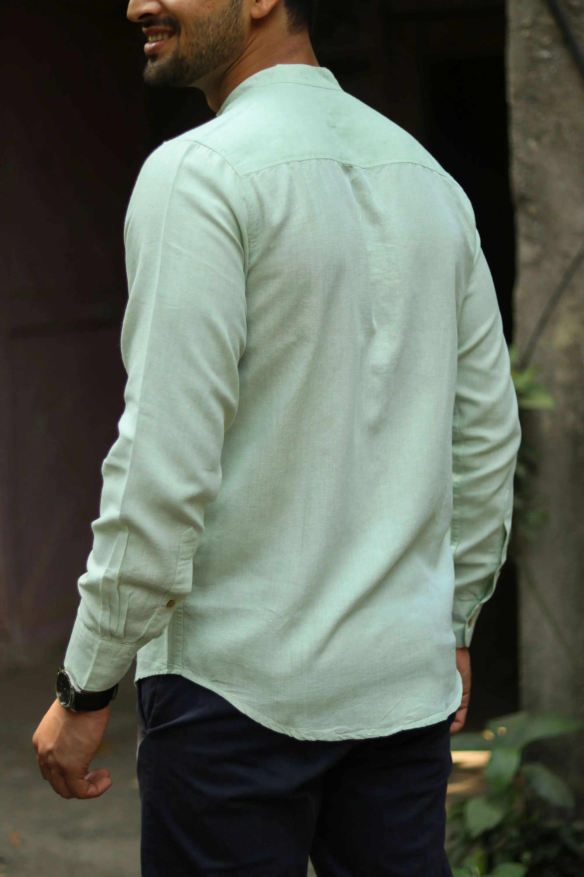 Fresh Green · Mandarin Collar Shirt
