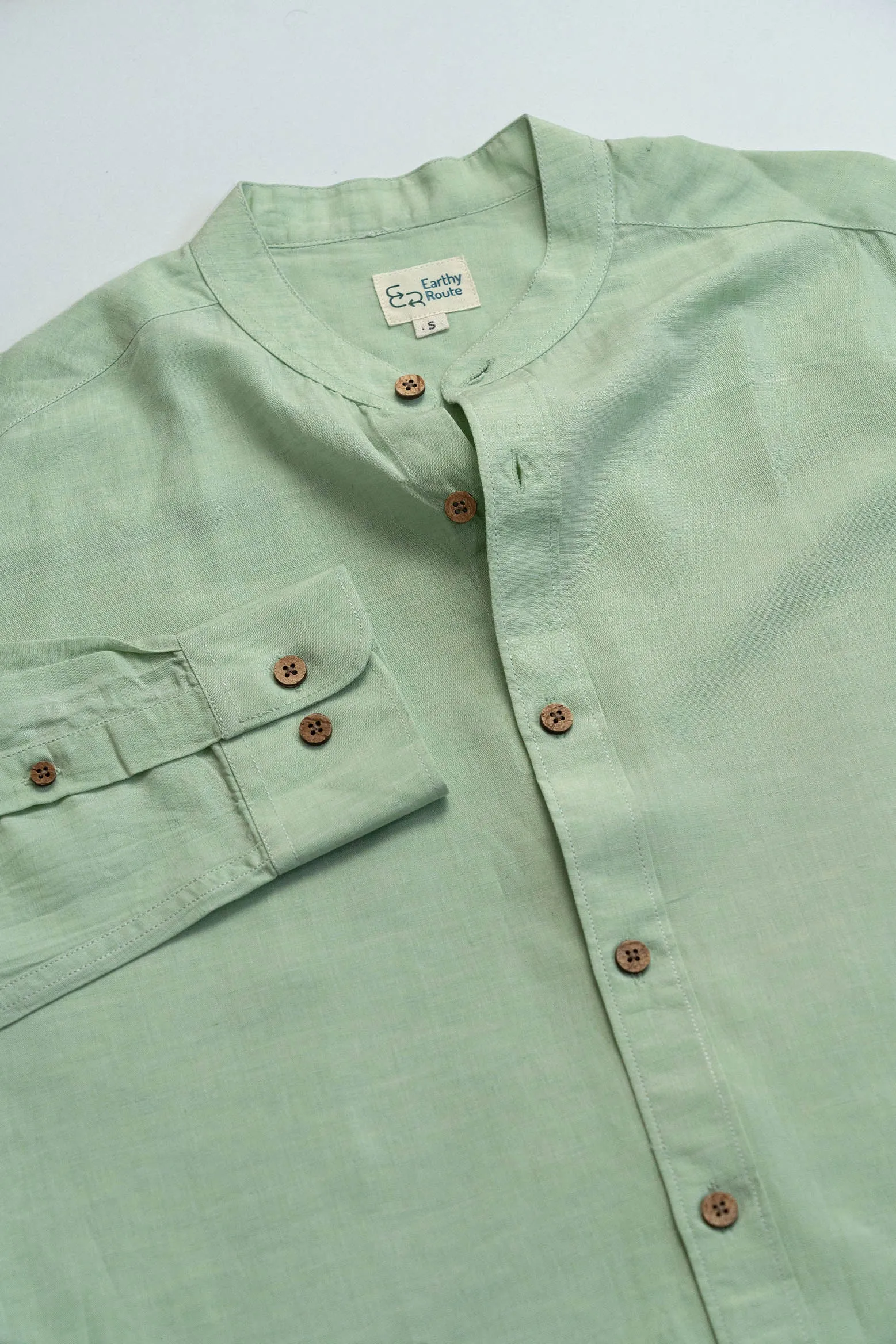 Fresh Green · Mandarin Collar Shirt