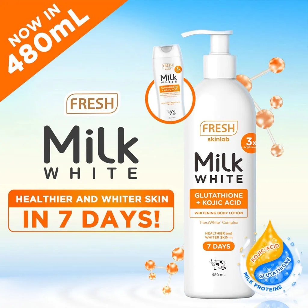 Fresh Skinlab Milk White Glutatione   Kojic Whitening Body Lotion 480ml