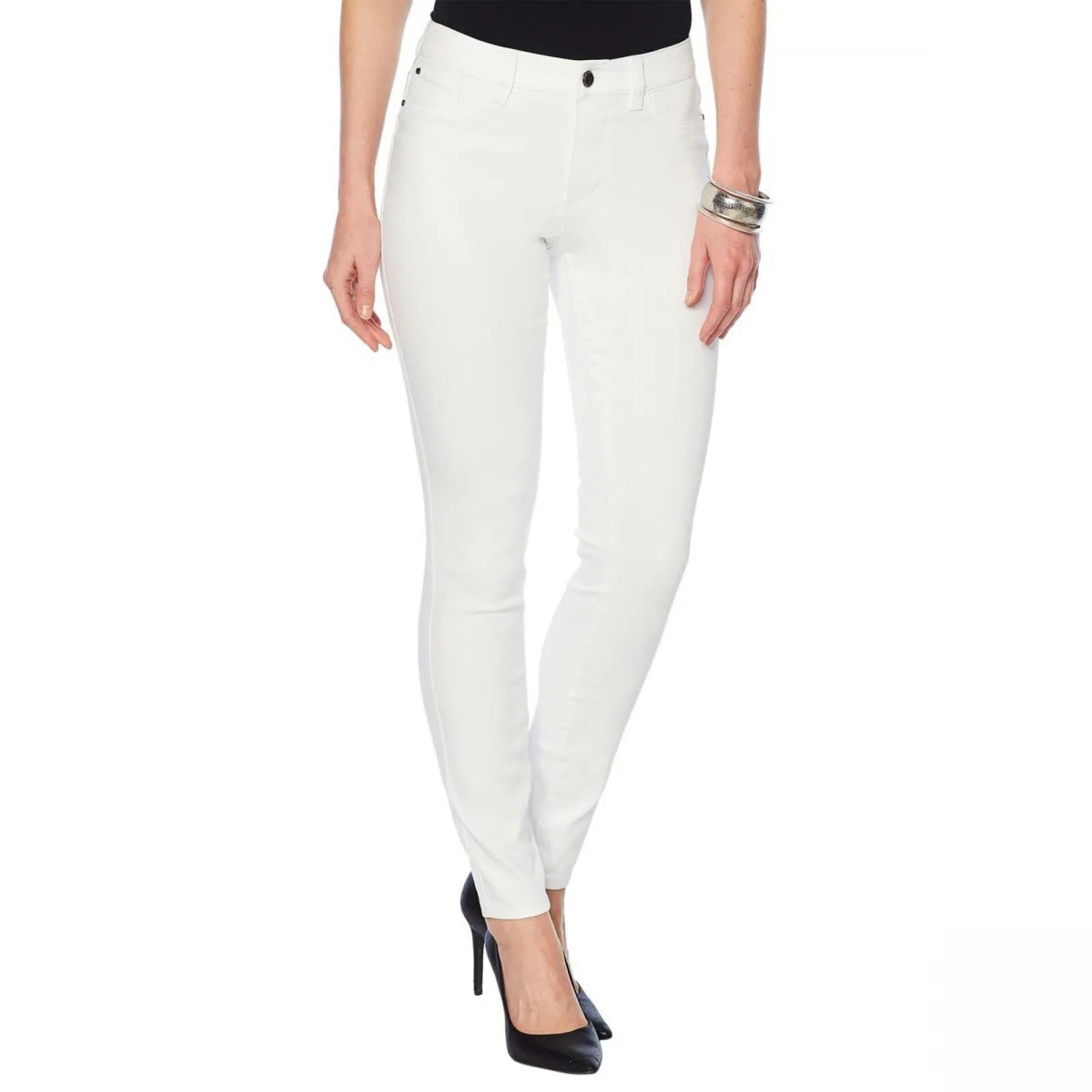 G by Giuliana Women's Downtown Denim Skinny Jeans White 14