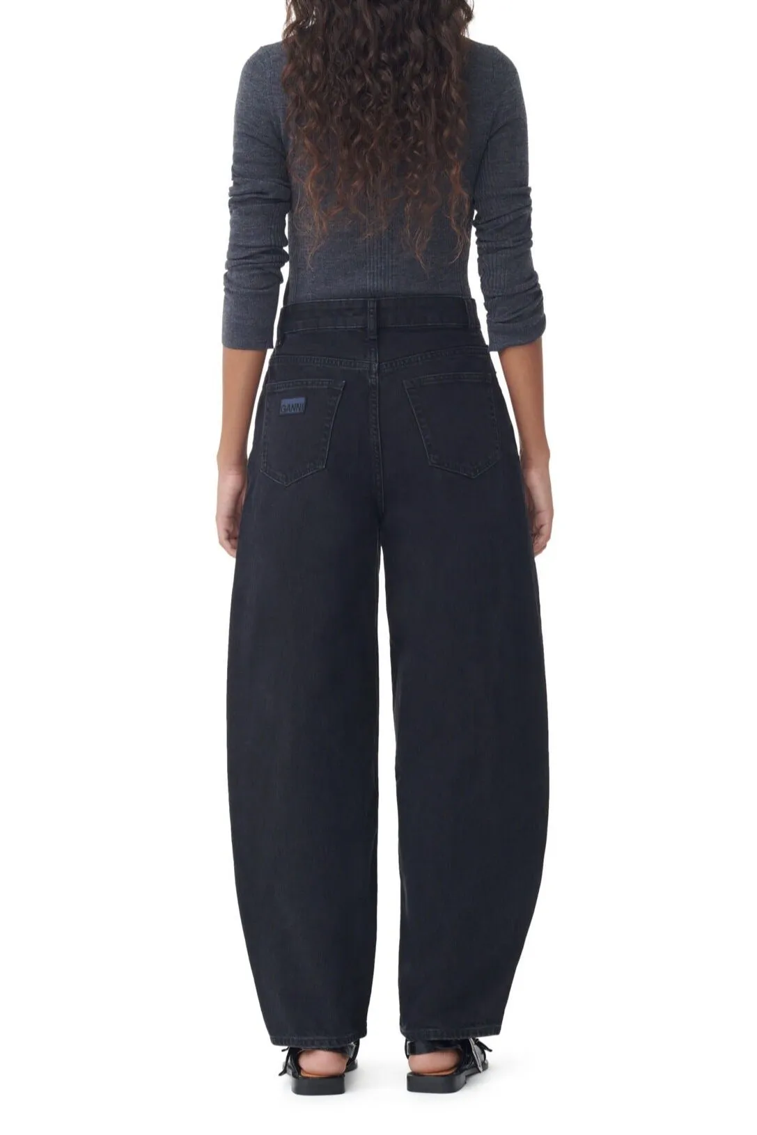 Ganni Rigid Denim Stary in Washed Black/Black