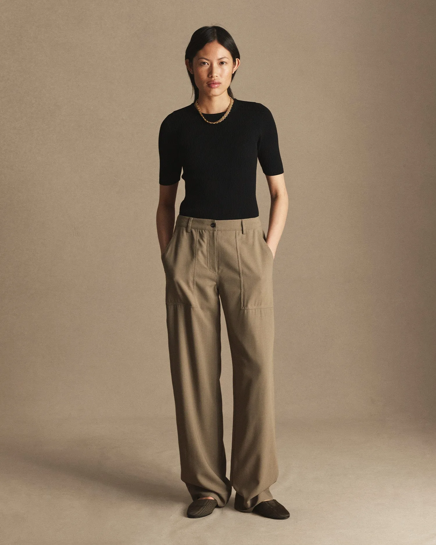 Georgia Rib Knit Tee - Black
