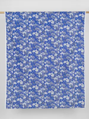 Giraffe Print Cotton Poplin - Blue   Black   White - Swatch