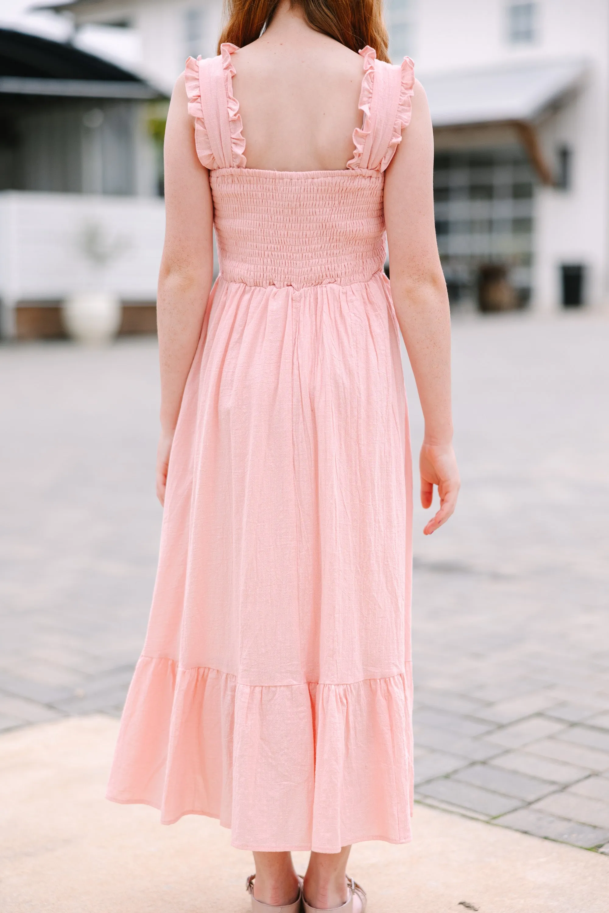 Girls: Easy Love Blush Pink Smocked Maxi Dress