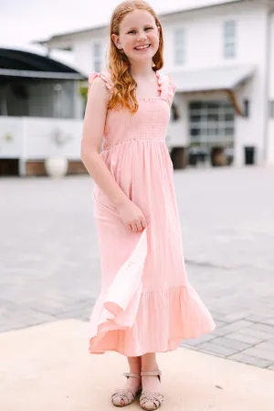 Girls: Easy Love Blush Pink Smocked Maxi Dress