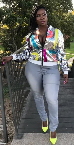 Glow up Sequin Jacket In Silver