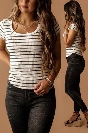 Go Where You Choose Striped Tee (Black   White)