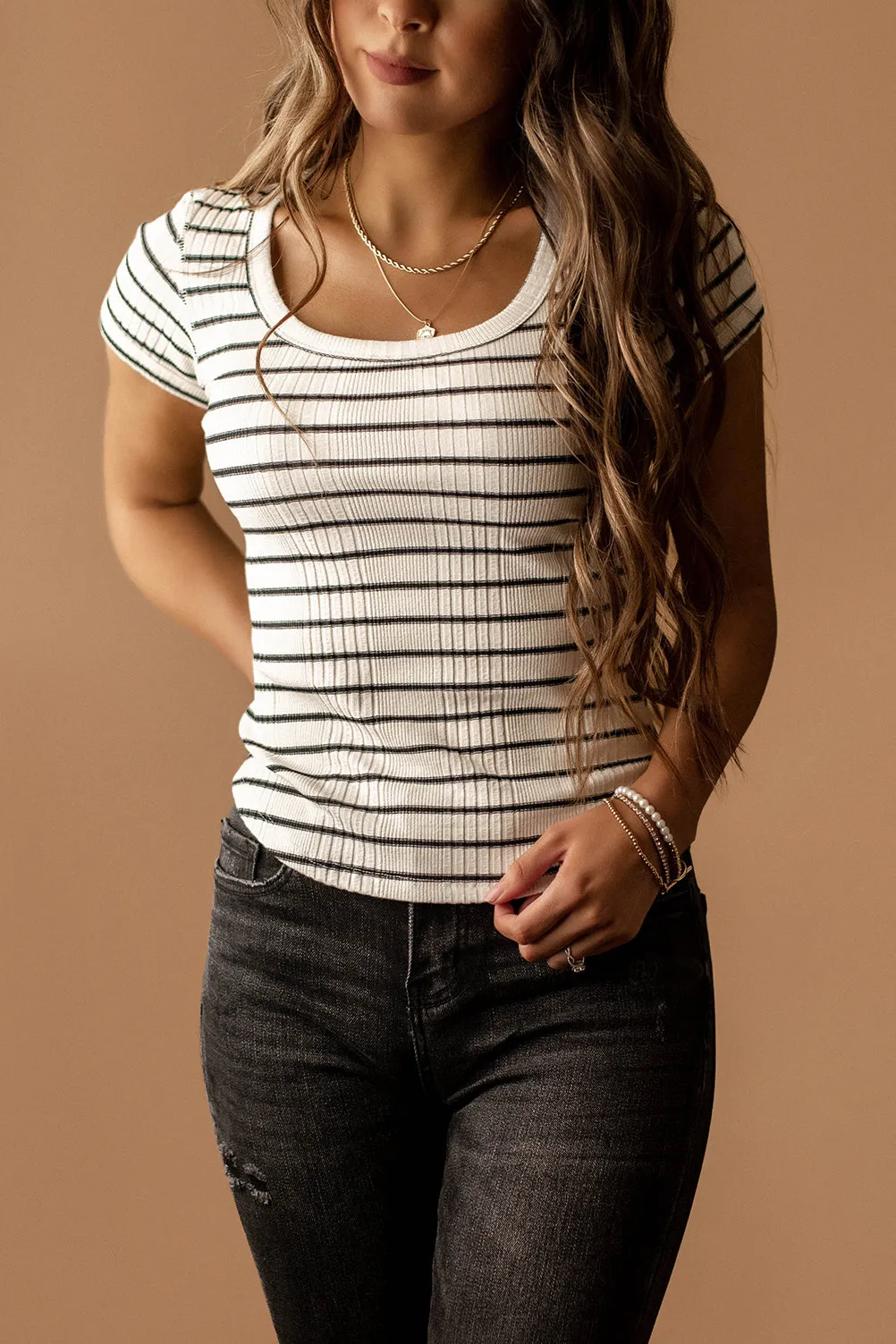 Go Where You Choose Striped Tee (Black   White)