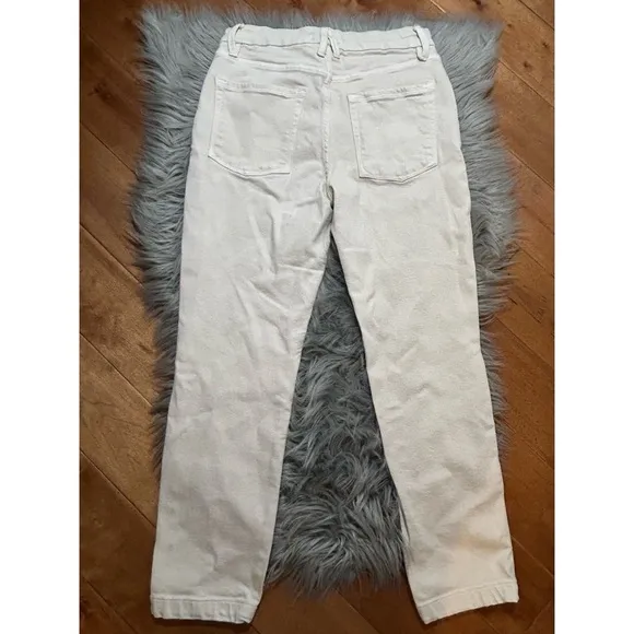 Good American Good 90s Icon High Rise Straight Leg Jeans in Bone Size 6/28