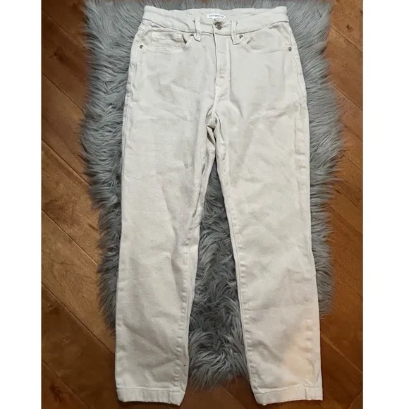 Good American Good 90s Icon High Rise Straight Leg Jeans in Bone Size 6/28