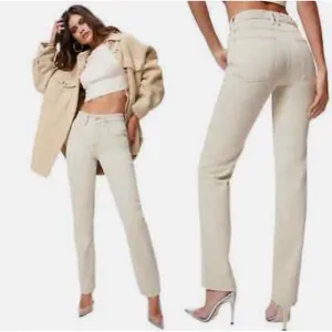 Good American Good 90s Icon High Rise Straight Leg Jeans in Bone Size 6/28