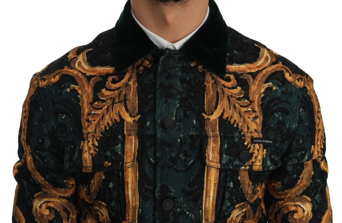 Green Gold Baroque Coat Jacket