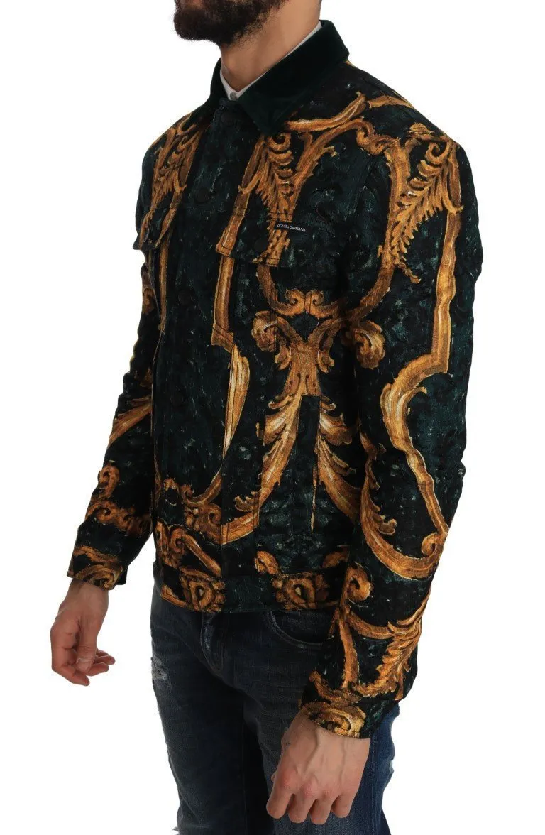 Green Gold Baroque Coat Jacket