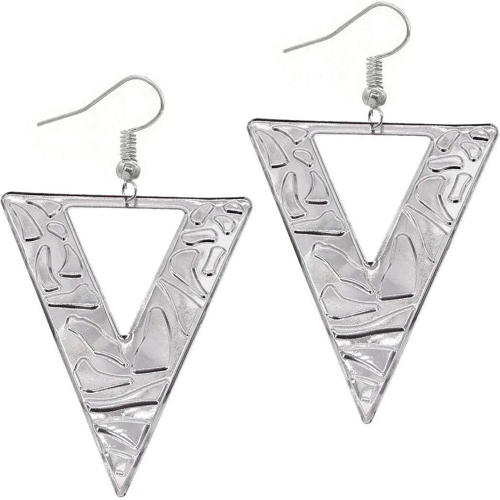 Green Inverted Triangle Geometric Earrings