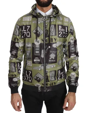 Green Sicily Gray Print Hooded Jacket