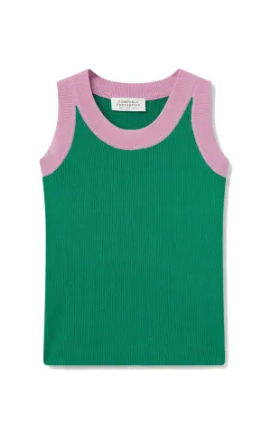 Green Two-tone Strap Top