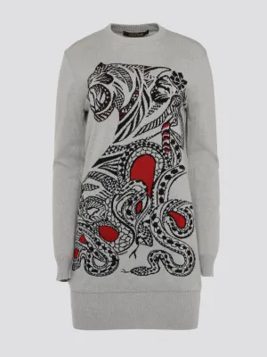 Grey Knitted Sweater Dress