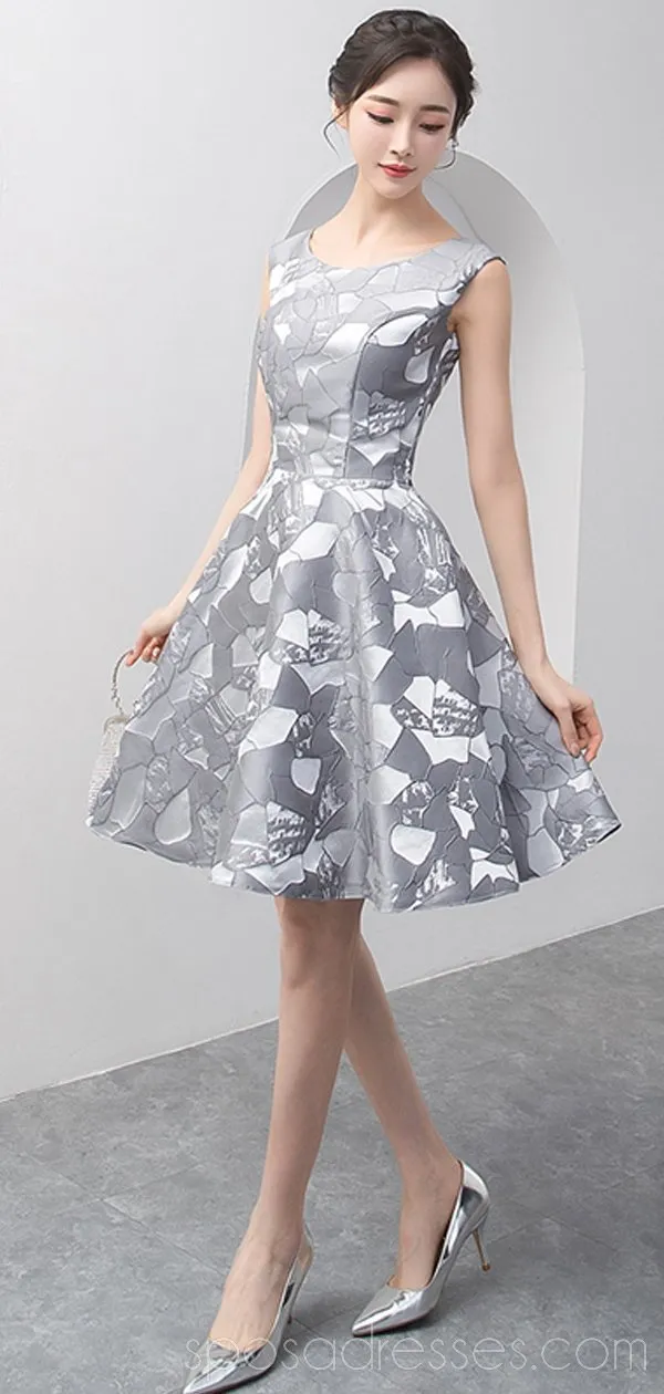 Grey Scoop Unique Cheap Homecoming Dresses Online, Cheap Short Prom Dresses, CM785