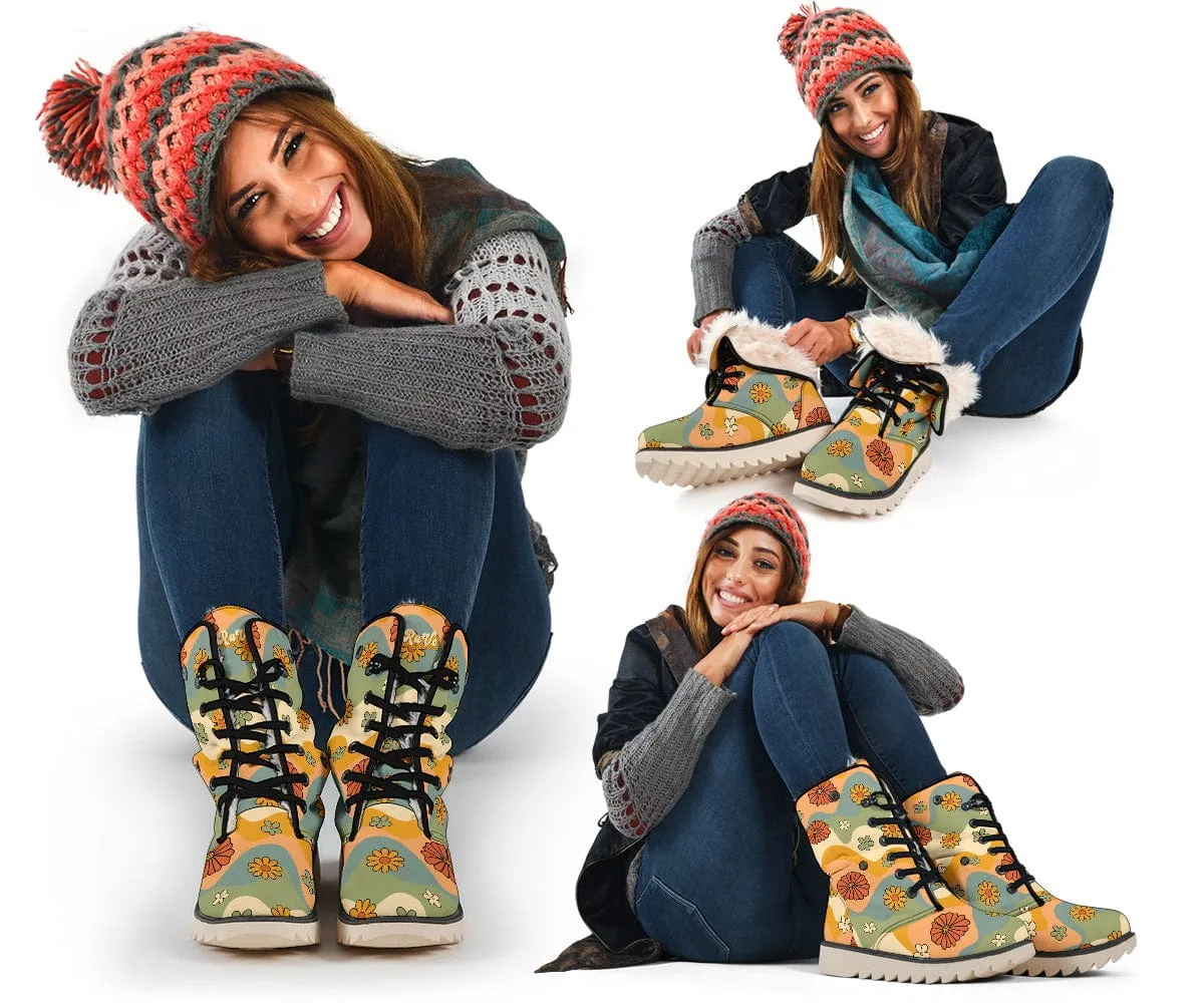 Groovy Daisy Mod Suede Snow Boots