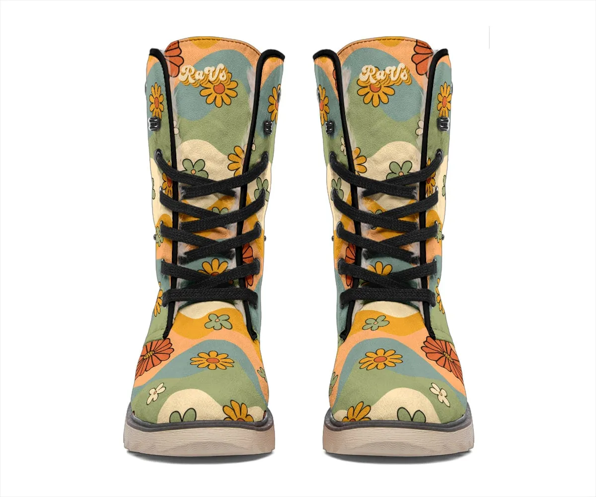 Groovy Daisy Mod Suede Snow Boots