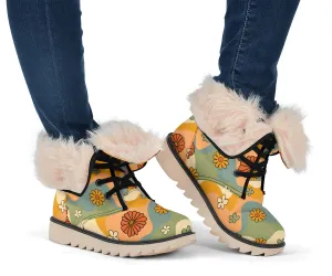 Groovy Daisy Mod Suede Snow Boots
