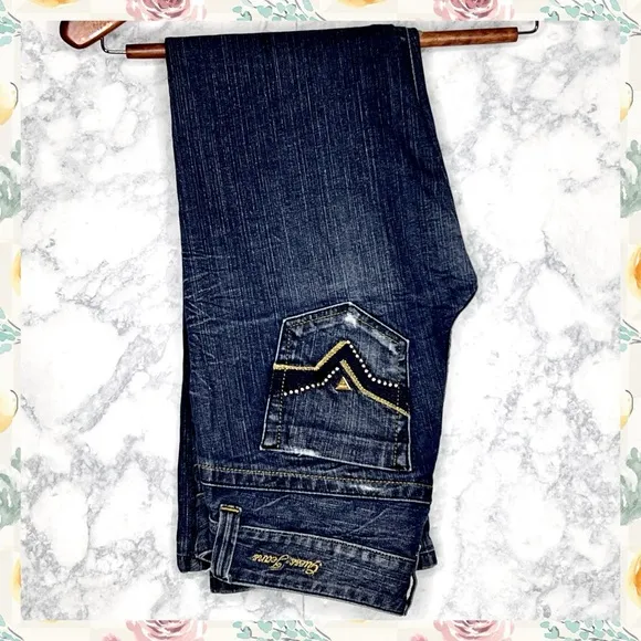 GUESS JEANS Vintage Studded Boot Cut Crop Stretch Jeans Womens Waist 28