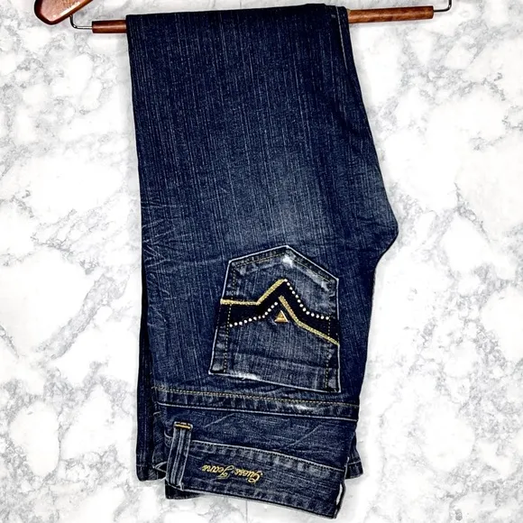 GUESS JEANS Vintage Studded Boot Cut Crop Stretch Jeans Womens Waist 28
