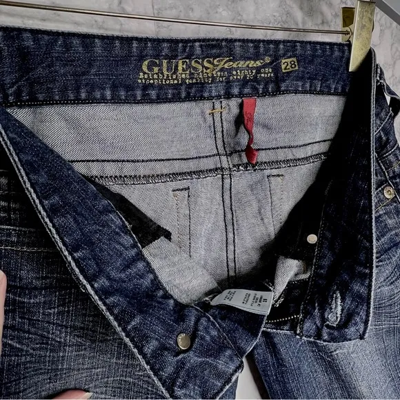 GUESS JEANS Vintage Studded Boot Cut Crop Stretch Jeans Womens Waist 28