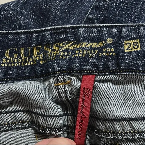GUESS JEANS Vintage Studded Boot Cut Crop Stretch Jeans Womens Waist 28