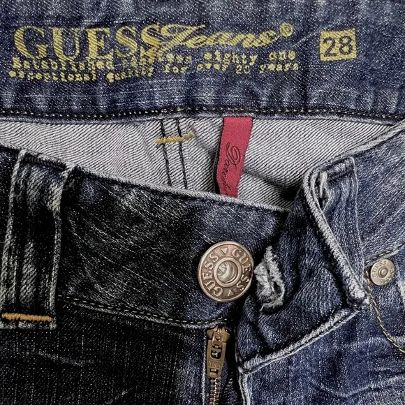 GUESS JEANS Vintage Studded Boot Cut Crop Stretch Jeans Womens Waist 28