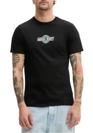 Guess Mens Embroidered Logo T-Shirt Black