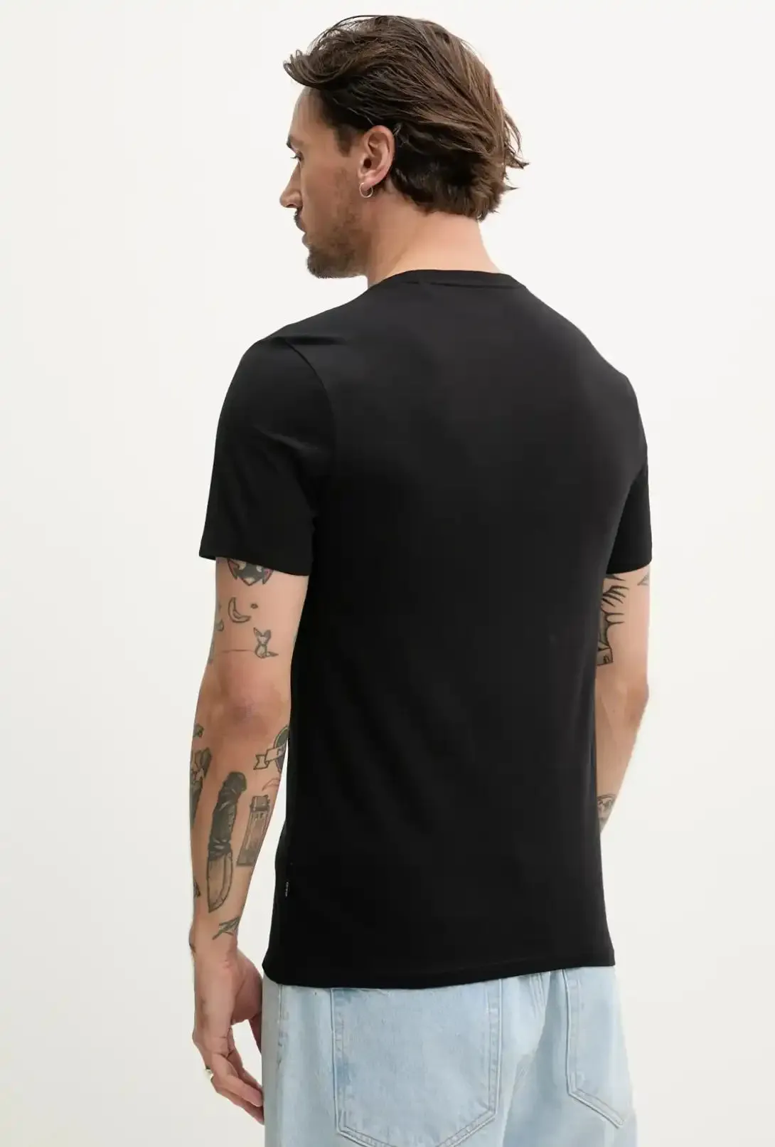 Guess Mens Embroidered Logo T-Shirt Black
