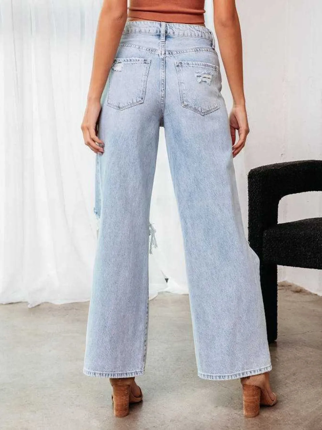 GYPSY - Wide Leg Distressed Jeans