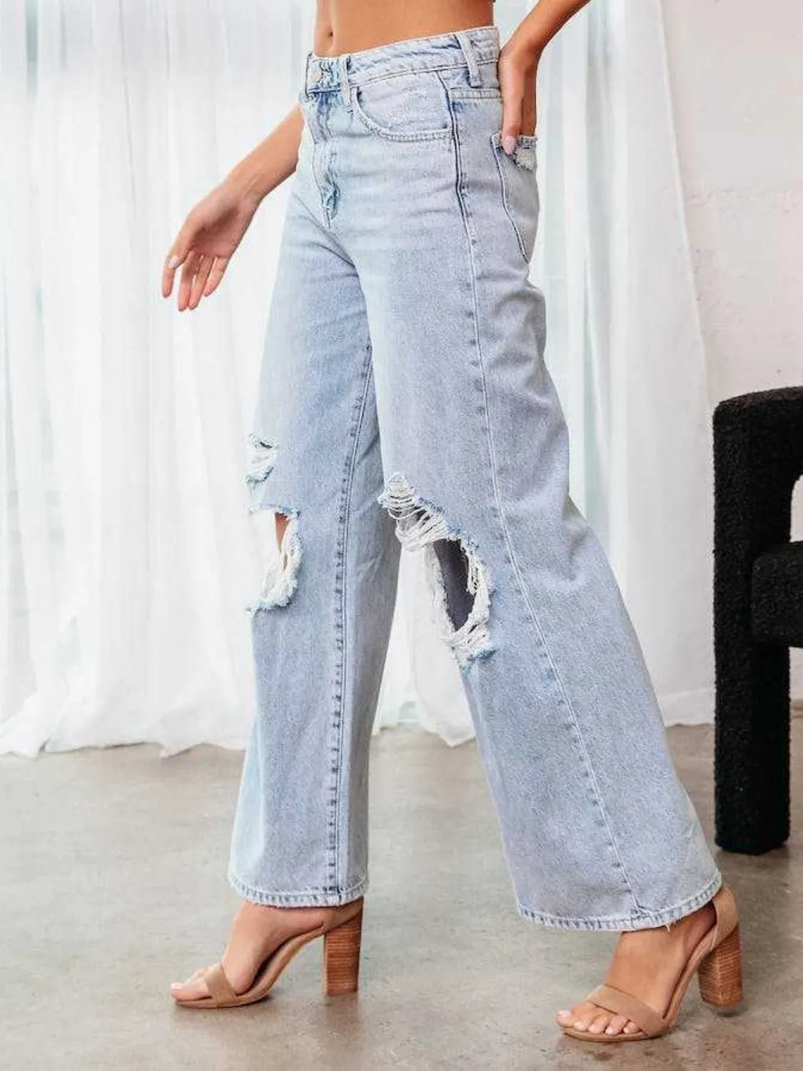 GYPSY - Wide Leg Distressed Jeans